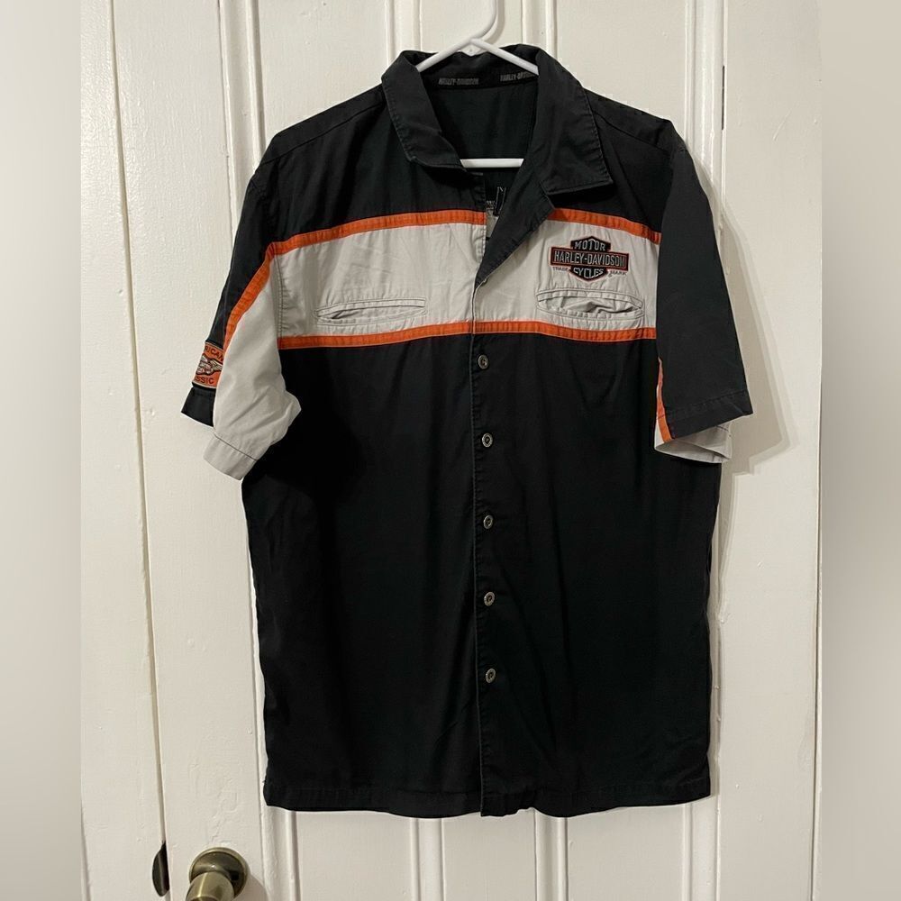 Harley Davidson short sleeve button up collar shirt
